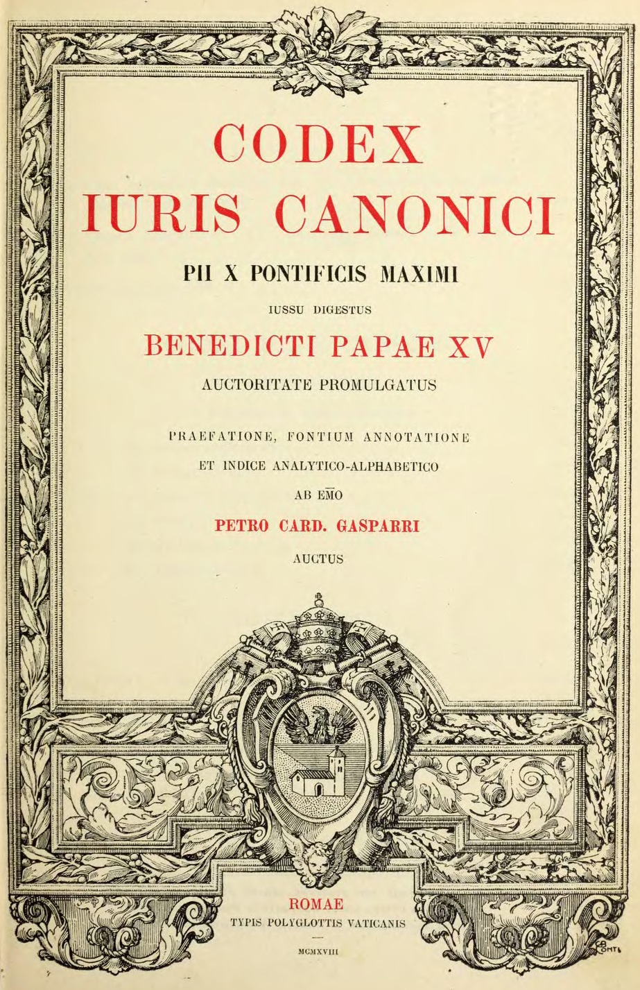 Codex Juris Canonici. Romae 1918.