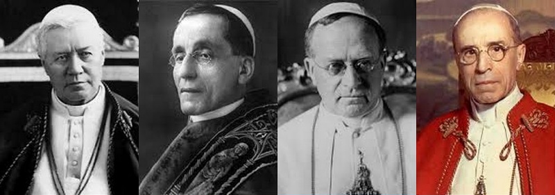 Papiee: w. Pius X, Benedykt XV, Pius XI i Pius XII.