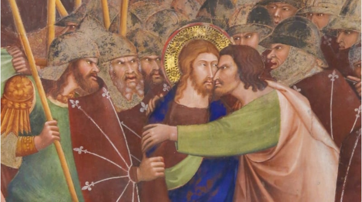Judasz pocaunkiem wydaje Chrystusa Pana w Ogrodzie Oliwnym