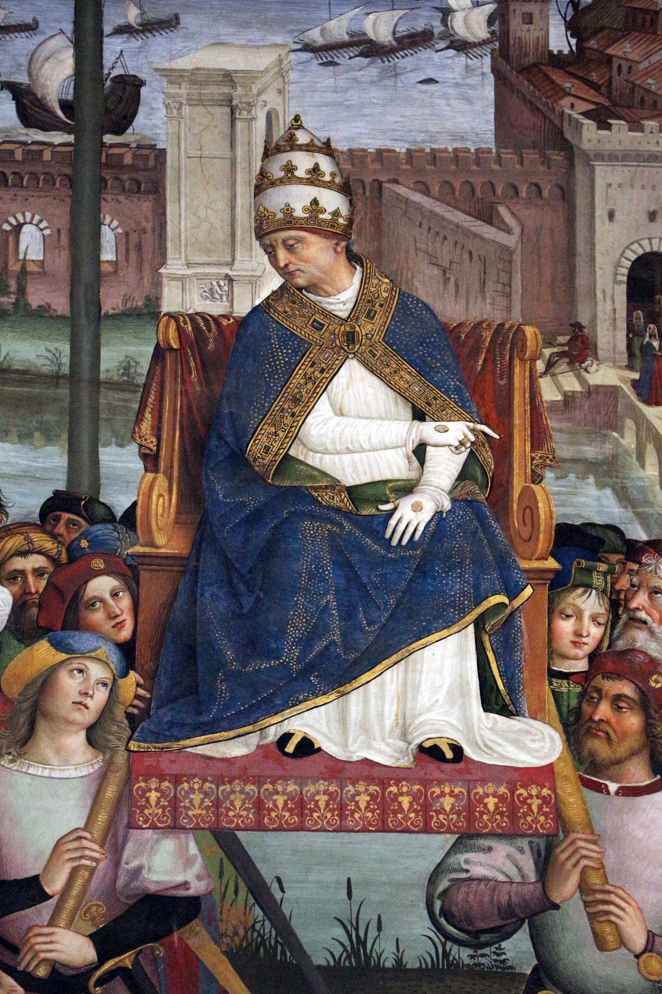 Papie Pius II przybywa do Ankony, aby rozpocz krucjat. Pinturicchio.