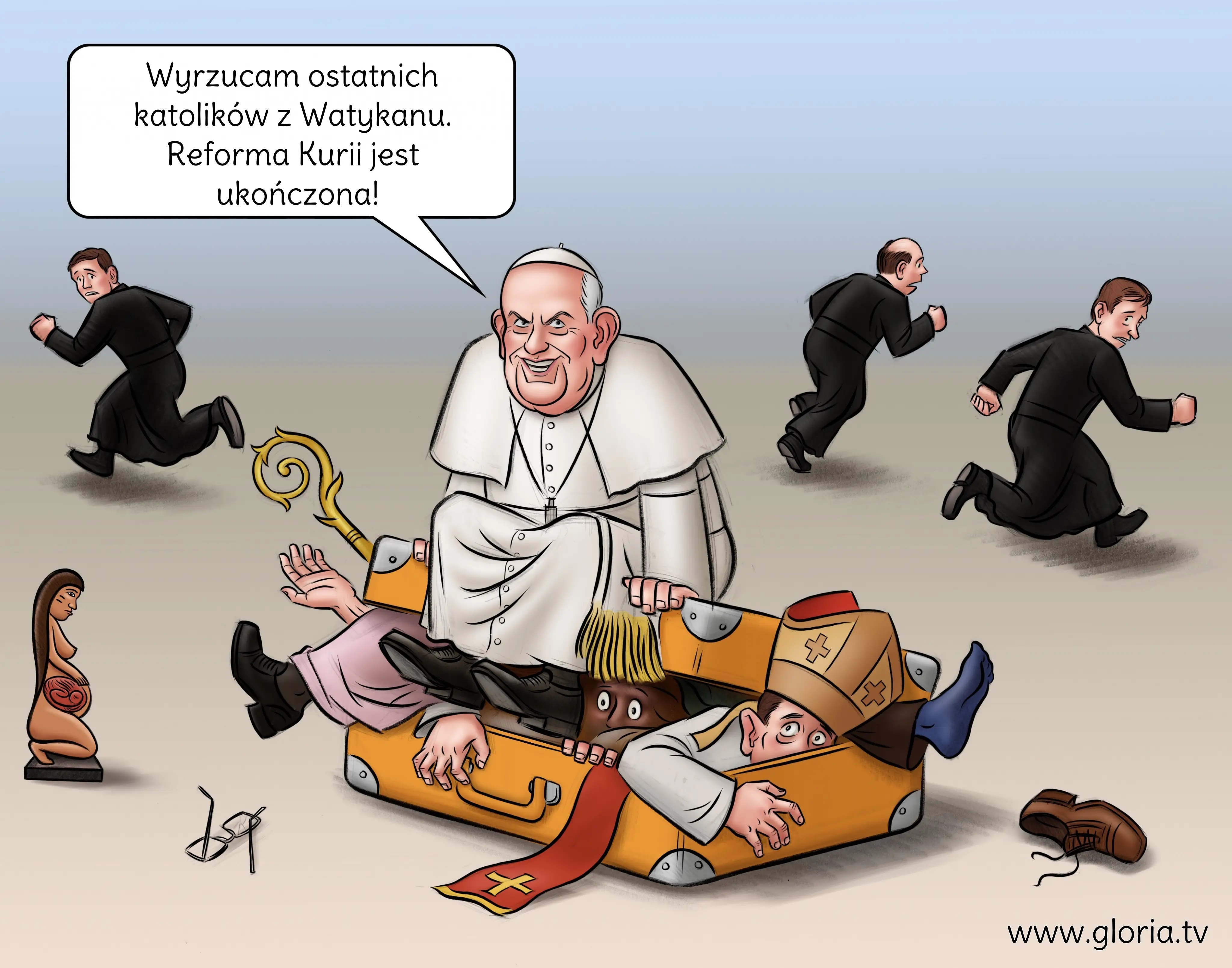 Pseudopapie apostata Franciszek-Bergoglio pozbywa si resztek katolicyzmu z Watykanu.