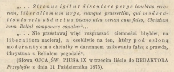 Sowa Ojca witego Piusa IX do Redaktora "Przegldu Lwowskiego" Ks. Edwarda Podolskiego z dnia 11 padziernika 1875 r.