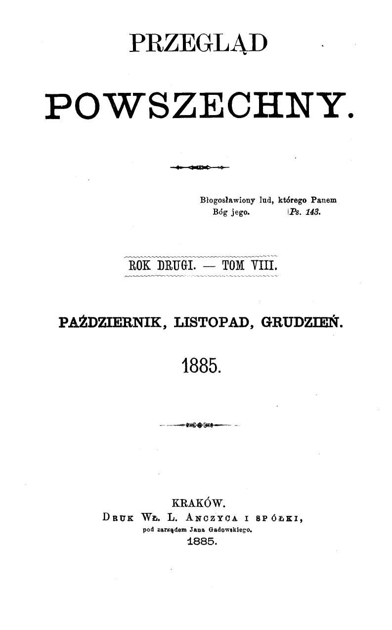 "Przegld Powszechny", Tom 8, 1885 r.