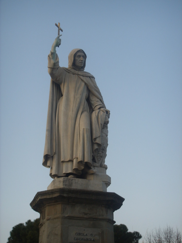 Girolamo Savonarola. Pomnik Savonaroli na Piazza Savonarola we Florencji.