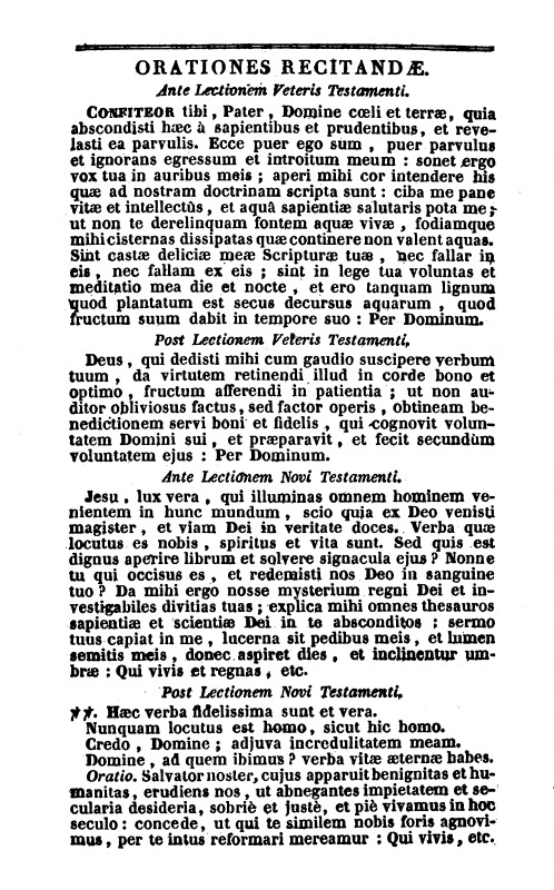 Orationes recitandae ante et post lectionem Veteris et Novi Testamenti. Introductio ad Sacram Scripturam, et Compendium historiae ecclesiasticae usque ad annum MDCCCXXXVI. Avenione 1836.