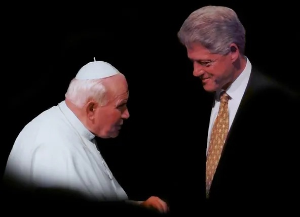 Pseudopapie Jan Pawe II i prezydent Bill Clinton