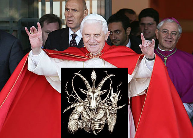 Joseph Ratzinger, herezjarcha, pseudopapież Benedykt XVI. Znak, rogi, 666.