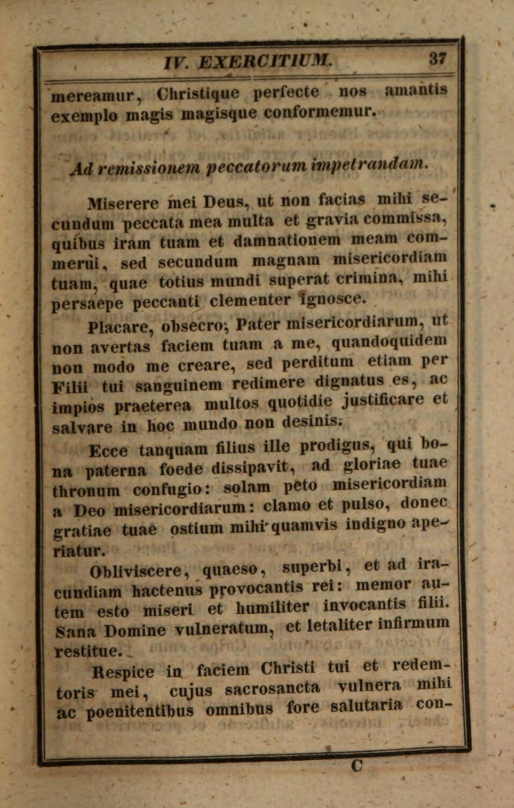 Manuale catholicorum in usum pie precandi collectum a R. P. Petro Canisio, Societatis Jesu Doctore Theologo. Secundum Editionem Antwerpiae nunc denuo editum et adauctum. Editio tertia et adauctior. Augustae Vindelicorum, sumptibus et typis Caroli Kollmann, Bibliopolae. MDCCCXLI (1841), p. 37.