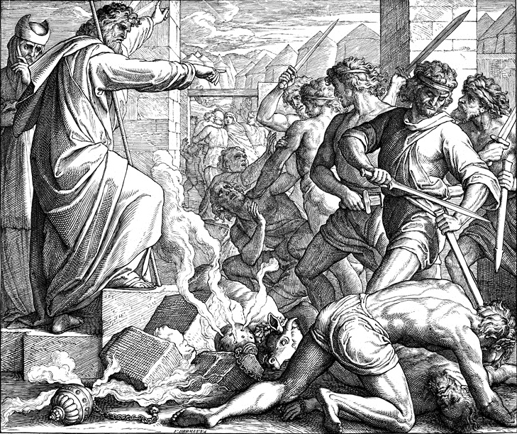 Mojżesz rozkazuje lewitom zabić czcicieli złotego cielca
