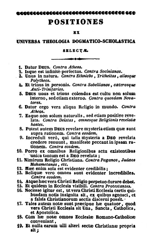 Positiones ex universa Theologia dogmatico-scholastica selectae.