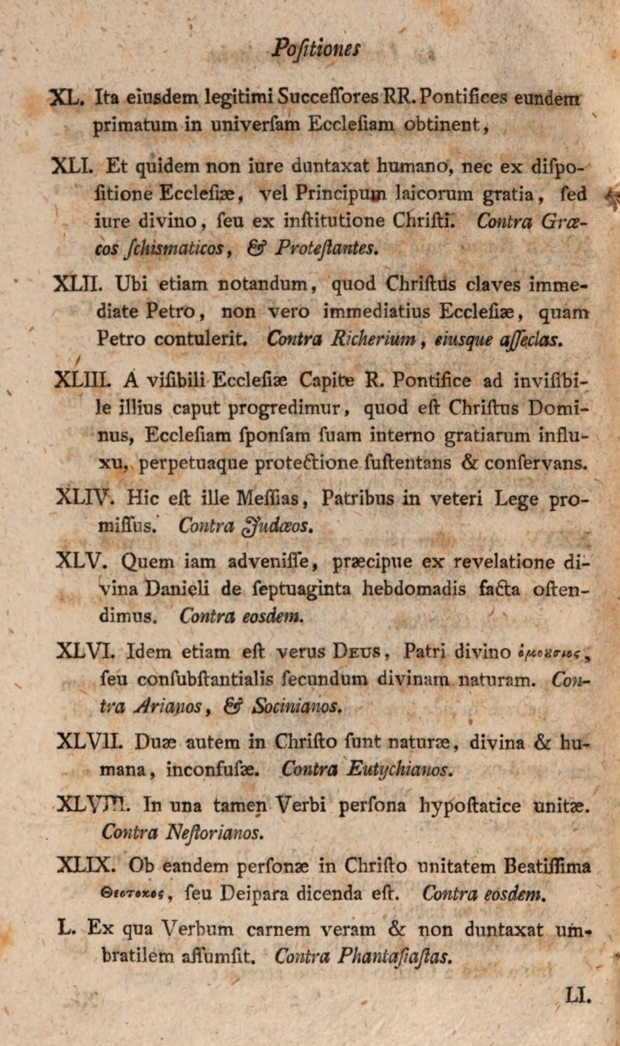 Positiones ex universa Theologia dogmatico-scholastica selectae.