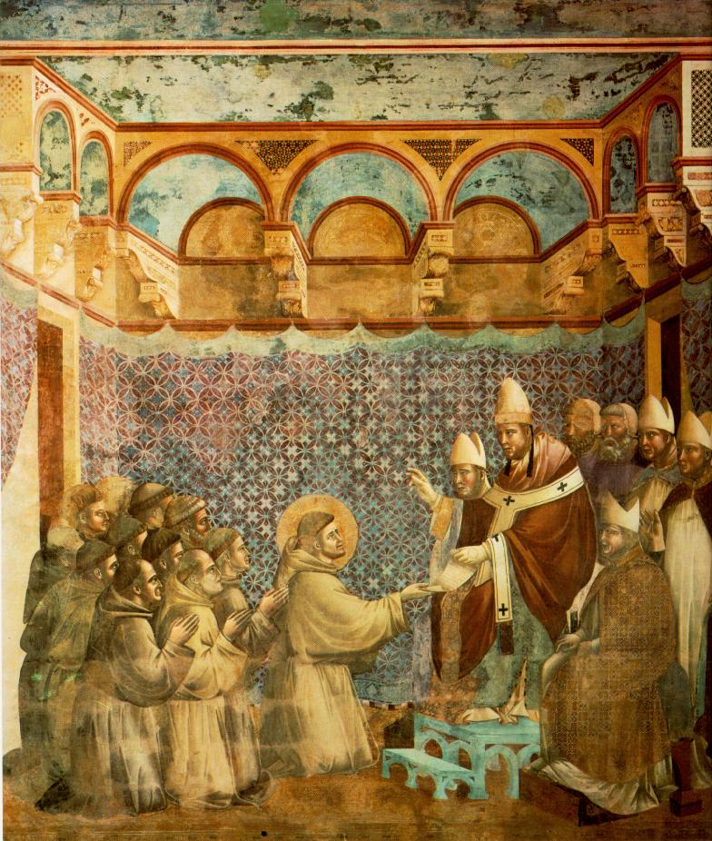 Potwierdzenie Reguły franciszkańskiej przez papieża Innocentego III. Fresk Giotto.