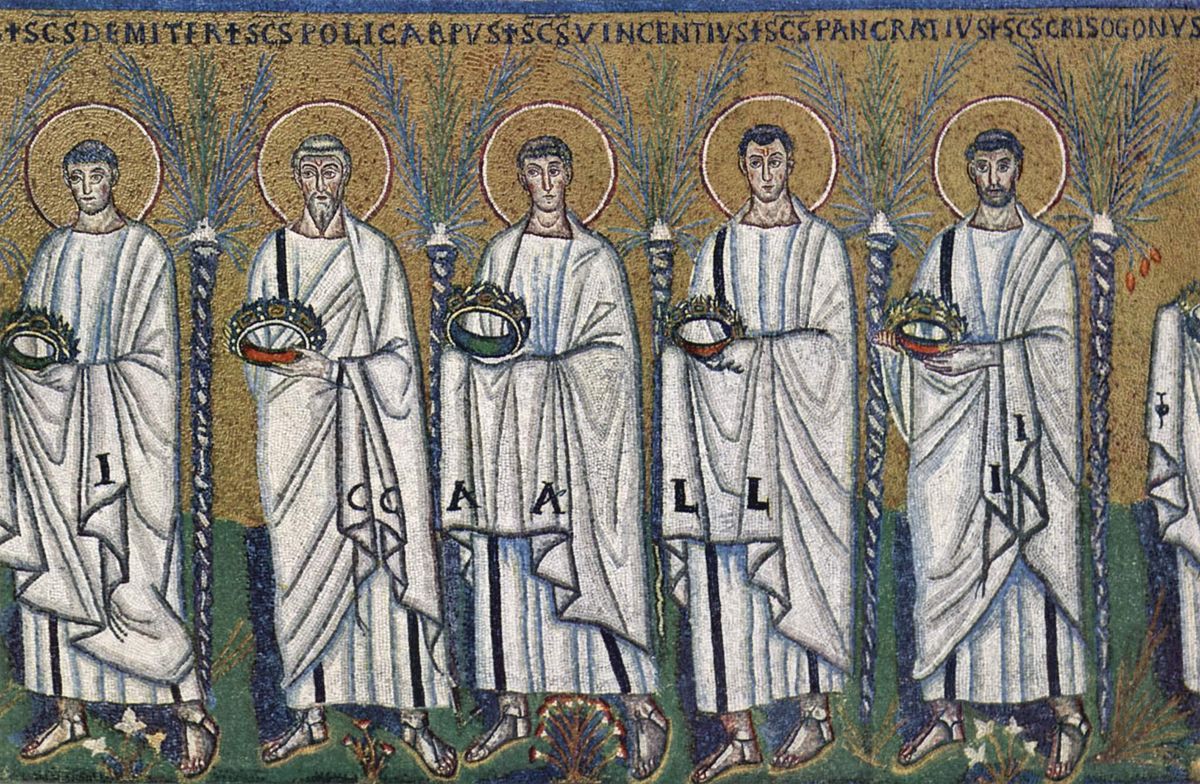 Procesja świętych Męczenników. Bazylika św. Apolinarego w Rawennie. 526 r.