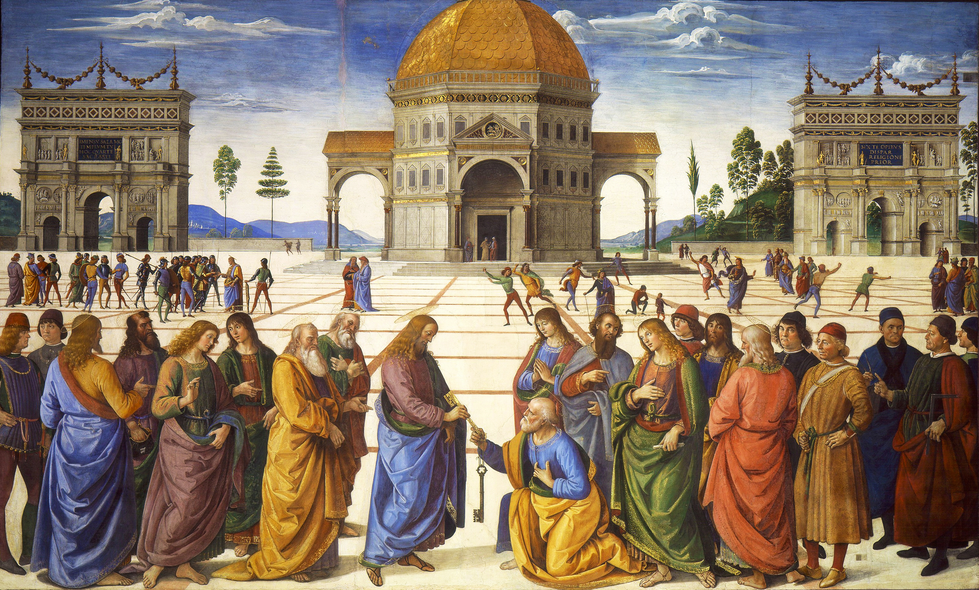 Przekazanie przez Chrystusa kluczy św. Piotrowi. (Perugino).
