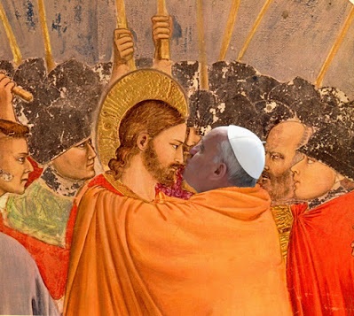 Pseudopapież Franciszek-Bergoglio jako Judasz wydający Chrystusa żydom