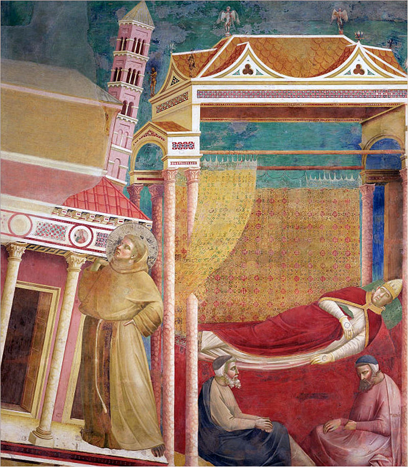 Św. Franciszek z Asyżu. Sen papieża Innocentego III. Giotto.