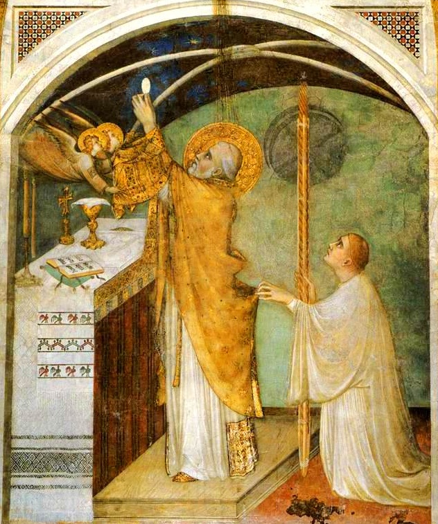 Św. Marcin z Tours odprawia Mszę świętą. Simone Martini.