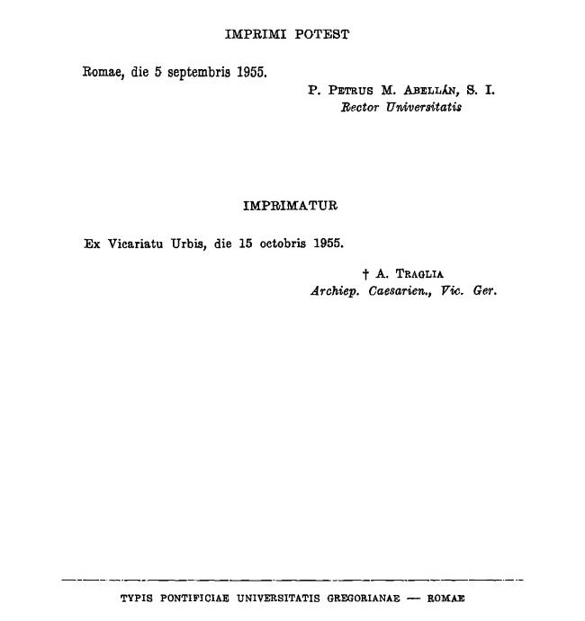 Timotheus Zapelena S. I., De Ecclesia Christi. Pars apologetica. Editio sexta recognita et aucta. Romae 1955. Imprimatur.