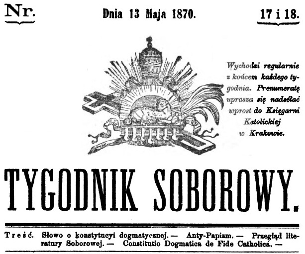 "Tygodnik Soborowy", Nr. 17 i 18. Dnia 13 maja 1870 r.