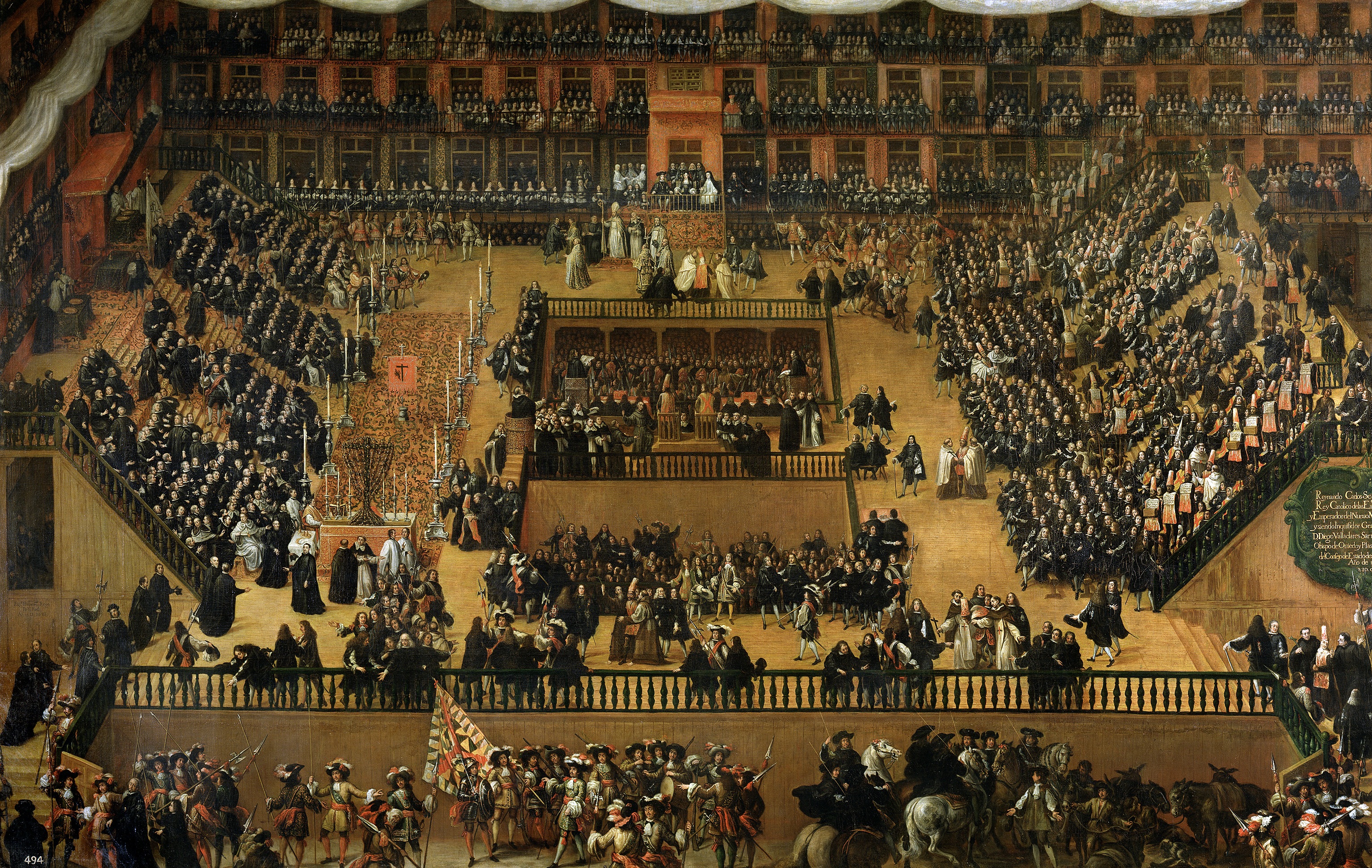 Uroczyste Auto-da-fé na Plaza Mayor w Madrycie w 1683 r. Hiszpański malarz Francisco Rizi.
