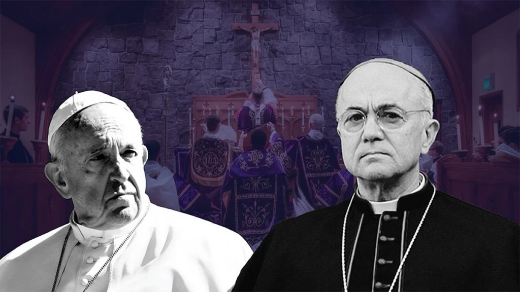 Pseudopapie Franciszek Bergoglio i Arcybiskup Carlo Maria Vigano