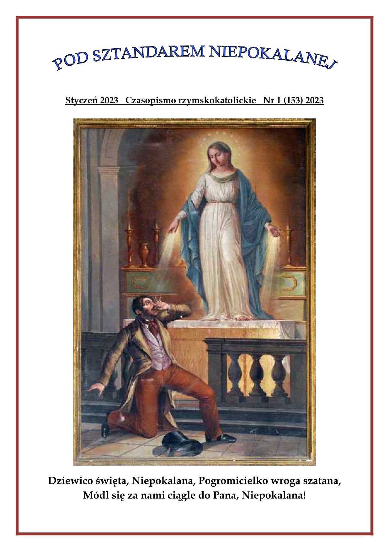"Pod sztandarem Niepokalanej". Nr 153. Styczeń 2023. Czasopismo rzymskokatolickie.