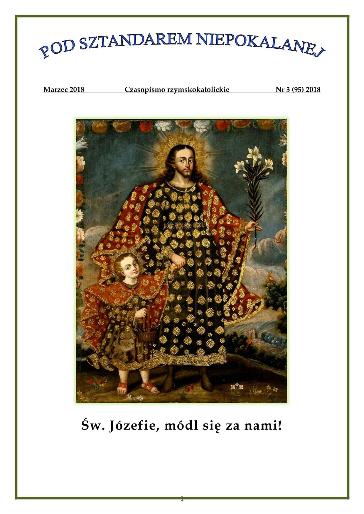 "Pod sztandarem Niepokalanej". Nr 95. Marzec 2018. Czasopismo rzymskokatolickie.