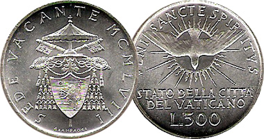 Vatican, 500 lire, 1958.